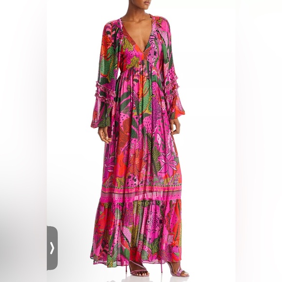 Farm Rio x Anthropologie Cool Leopard Long Sleeve Maxi Dress size XXS NWT - Picture 16 of 16